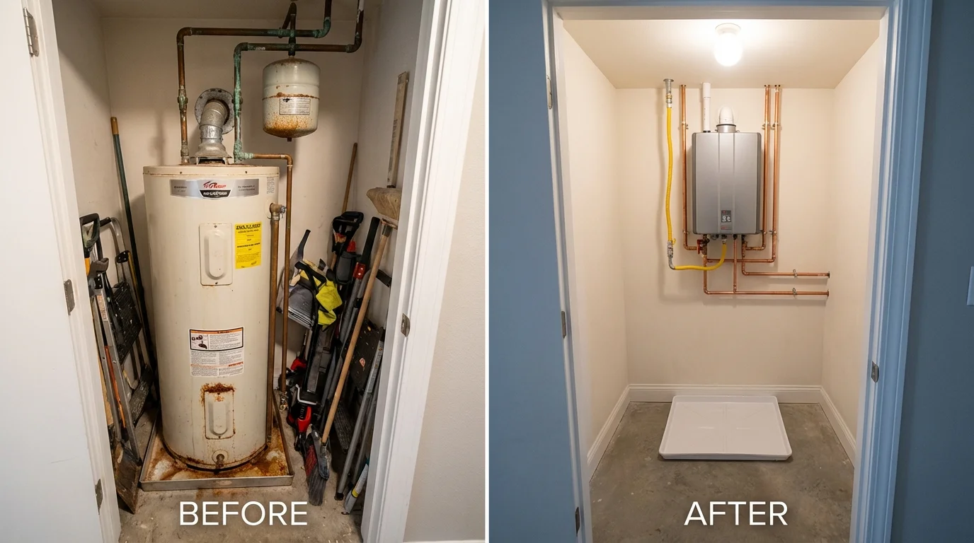 Tank water heater versus wall-mounted tankless unit comparison for Carthage, MS homeowners