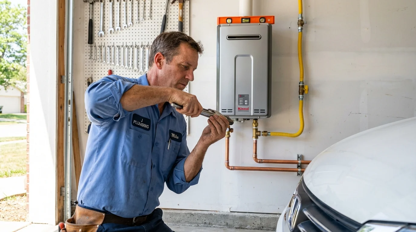 Tankless water heater installation by a Johns Plumbing LLC plumber in Carthage